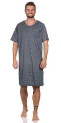 EloModa Nachthemd Herren Sommer Sleepshirt Grau/Dunkelblau/Blau
