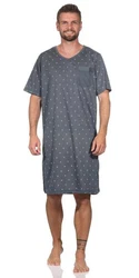 EloModa Nachthemd Herren Sommer Sleepshirt Grau/Dunkelblau/Blau