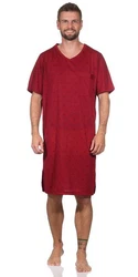 EloModa Nachthemd Herren Sommer Sleepshirt Dunkelrot/Bordeaux/Rot