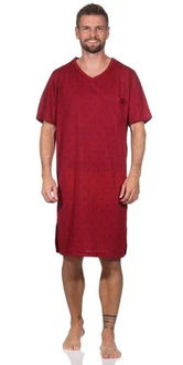 EloModa Nachthemd Herren Sommer Sleepshirt Dunkelrot/Bordeaux/Rot