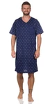 EloModa Nachthemd Herren Sommer Sleepshirt Dunkelblau/Blau