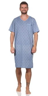 EloModa Nachthemd Herren Sommer Sleepshirt Blau/Hellblau/Grau