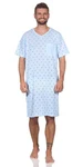 EloModa Nachthemd Herren Sommer Sleepshirt Blau/Hellblau
