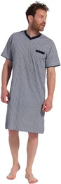 Nachthemd Herren Schlafshirt mit kurzem Arm (1-tlg) V-Ausschnitt