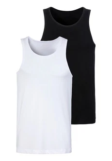 John Devin Tanktop (Packung, 2-tlg) Weiß/Schwarz/Dunkelblau/Dunkelgrau/Creme