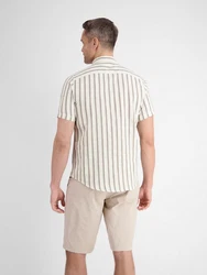 LERROS Kurzarmhemd mit Webstreifen Beige/Dunkelblau/Weiß/Khaki