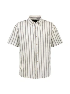 LERROS Kurzarmhemd mit Webstreifen Beige/Dunkelblau/Weiß/Khaki
