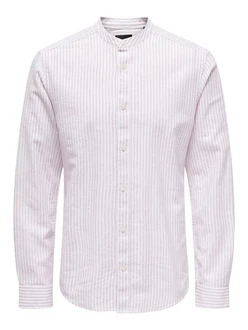 ONLY & SONS Langarmhemd Leichtes Leinen Hemd Langarm Slim Fit (7562) Lila