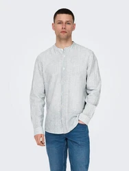 ONLY & SONS Langarmhemd Leichtes Leinen Hemd Langarm Slim Fit (7562) Grün