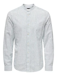 ONLY & SONS Langarmhemd Leichtes Leinen Hemd Langarm Slim Fit (7562) Grün