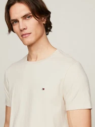 Tommy Hilfiger T-Shirt STRETCH SLIM FIT TEE mit Rundhalsausschnitt Khaki/Beige
