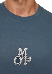 Marc O'Polo T-Shirt Markenstickerei Dunkelblau/Blau/Grau