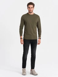 OMBRE Longsleeve Herren Basic Dunkelgrün/Khaki