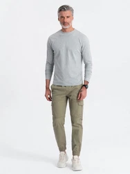 OMBRE Longsleeve Herren Basic Grau/Khaki/Hellgrau