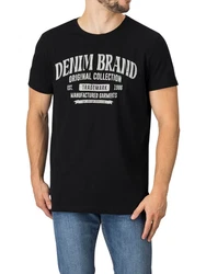 DENIMFY T-Shirt Herren Printshirt DFNuri Regular Fit Dunkelblau/Schwarz