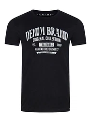 DENIMFY T-Shirt Herren Printshirt DFNuri Regular Fit Dunkelblau/Schwarz