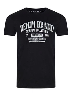 DENIMFY T-Shirt Herren Printshirt DFNuri Regular Fit Dunkelblau/Schwarz