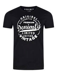 DENIMFY T-Shirt Herren Printshirt DFNuri Regular Fit Dunkelblau