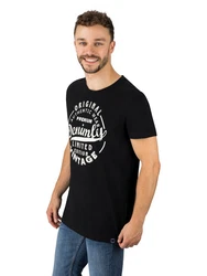 DENIMFY T-Shirt Herren Printshirt DFNuri Regular Fit Dunkelblau/Lila/Creme