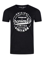 DENIMFY T-Shirt Herren Printshirt DFNuri Regular Fit Dunkelblau/Lila/Creme