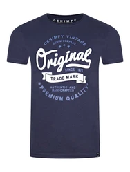 DENIMFY T-Shirt Herren Printshirt DFNuri Regular Fit Dunkelblau/Grau/Blau