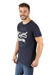 DENIMFY T-Shirt Herren Printshirt DFNuri Regular Fit Dunkelblau