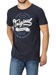 DENIMFY T-Shirt Herren Printshirt DFNuri Regular Fit Dunkelblau