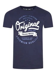 DENIMFY T-Shirt Herren Printshirt DFNuri Regular Fit Dunkelblau