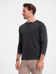 OMBRE Henley-Longsleeve mit Raglanärmeln black