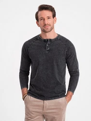OMBRE Henley-Longsleeve mit Raglanärmeln black