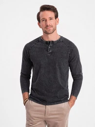 Longsleeve Gewaschenes Henley-Longsleeve fr Herren mit Raglanrmeln