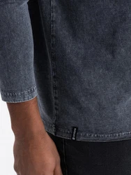 OMBRE Henley-Longsleeve mit Raglanärmeln Dunkelblau/Grau/Dunkelgrau/Blau