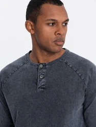 OMBRE Henley-Longsleeve mit Raglanärmeln Dunkelblau/Grau/Dunkelgrau/Blau