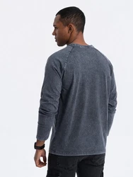 OMBRE Henley-Longsleeve mit Raglanärmeln Dunkelblau/Grau/Dunkelgrau/Blau