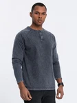OMBRE Henley-Longsleeve mit Raglanärmeln Dunkelblau/Grau/Dunkelgrau/Blau