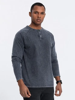 OMBRE Henley-Longsleeve mit Raglanärmeln Dunkelblau/Grau/Dunkelgrau/Blau OMBRE Henley-Longsleeve mit Raglanärmeln Dunkelblau/Grau/Dunkelgrau/Blau