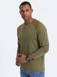 OMBRE Henley-Longsleeve mit Raglanärmeln Dunkelgrün/Grün/Khaki