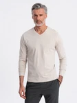 Ombre Men's unprinted Longsleeve mit Rundhalsausschnitt Khaki/Beige/Grau/Braun
