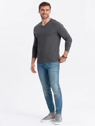 Ombre Men's unprinted Longsleeve mit Rundhalsausschnitt Dunkelgrau/Grau/Hellgrau