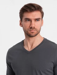 Ombre Men's unprinted Longsleeve mit Rundhalsausschnitt Dunkelgrau/Grau/Hellgrau