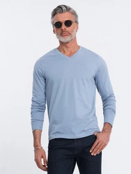 Ombre Men's unprinted Longsleeve mit Rundhalsausschnitt Hellblau/Blau