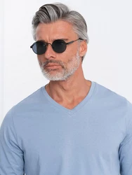 Ombre Men's unprinted Longsleeve mit Rundhalsausschnitt Hellblau/Blau