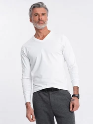 Ombre Men's unprinted Longsleeve mit Rundhalsausschnitt Creme/Weiß