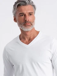 Ombre Men's unprinted Longsleeve mit Rundhalsausschnitt Creme/Weiß