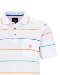 Hajo Poloshirt Strukturmix Rot/Creme/Weiß/Mischfarben/Hellblau