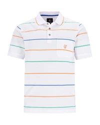 Hajo Poloshirt Strukturmix Rot/Creme/Weiß/Mischfarben/Hellblau