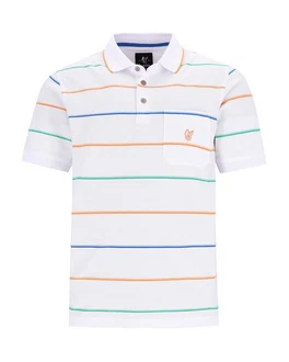 Hajo Poloshirt Strukturmix Rot/Creme/Weiß/Mischfarben/Hellblau