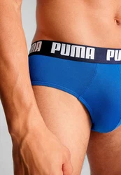 PUMA BODYWEAR BASIC BRIEF Logo Webbund Lila/Dunkelblau/Blau