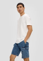 Stoffhose Jeans-Shorts / High Rise / Cargo-Taschen / aus reiner Baumwolle