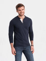 Longsleeve Herren Longsleeve mit Knpfen am Halsausschnitt